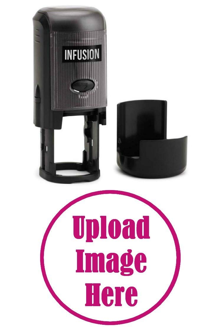 Infusion Custom Logo Round Self-Inking Rubber Stamp (1" Diameter), Fuchsia