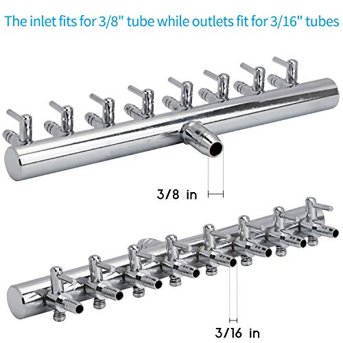 Image of Pawfly 8-Way Aquarium Air Flow Control Lever Valve Chromium Copper Distributor Fish Tank Splitter Pump Accessories