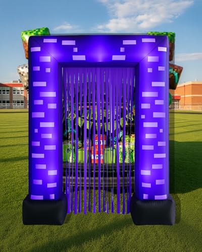 7FT Halloween Inflatable Pixel Trunk or Treat Car Decorations Kit for SUV Banner,Halloween Garage Door Decorations Outdoor Haunted House (Pixel Gate)