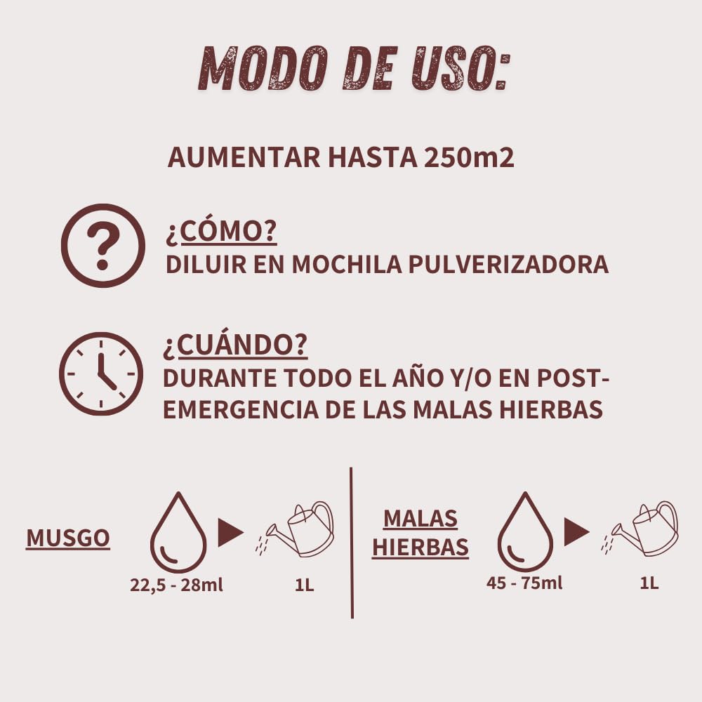VITHAL Garden Herbicida Total Ultra Concentrado 500 ml - Acción Rápida en 15 Minutos, Eficaz Contra Malas Hierbas y Musgos - Activo 100% Natural, Hasta 250 m², Uso Todo el Año