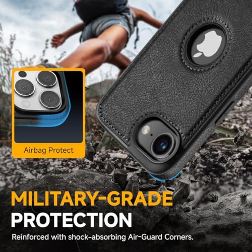 Image of MOBILOVE PU Leather Flexible Soft Logo View Back Case Cover Comes with Camera & Screen Protection for | iPhone 16e (Black)