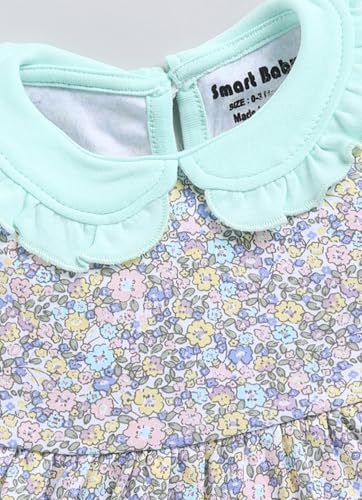 Image of Smart Baby Cotton Sleeveless Frock Set for Baby Girls | Dress with Bloomer & Headband | Soft & Comfortable Green