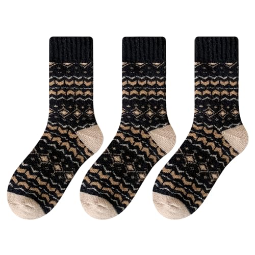 svlftecon Unisex Wool Winter Thermal Socks Cozy Warm Hiking Crew Boot Socks Wool for Winter Crew Series 23