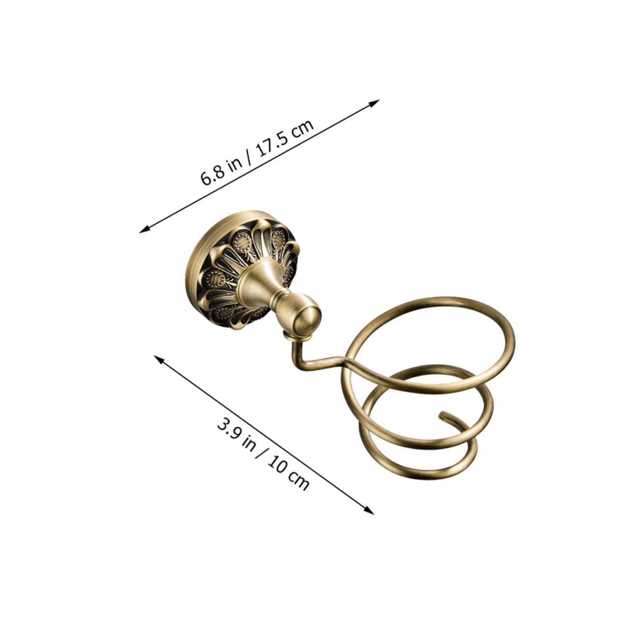 Supporto a Spirale per Asciugacapelli in Rame Oro da Parete | Foratura di Fissaggio 6mm, Adatto al Bagno, Finitura Semplice Contemporanea
