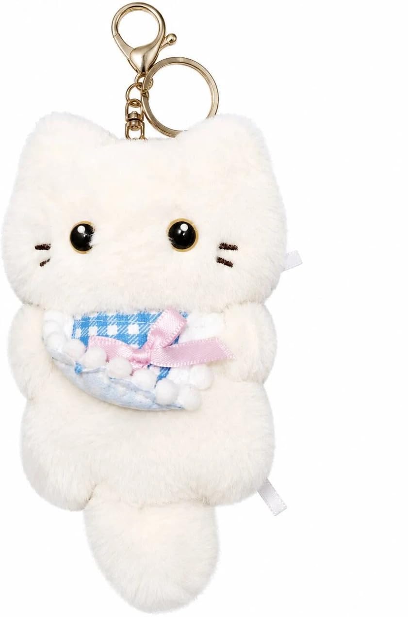 cute white cat plush keychain soft toy bag charm girls women kids gift