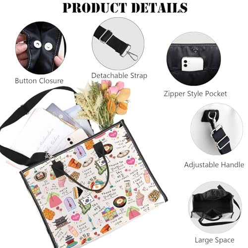 JNIAP Korean Tote Bag Korea Trip Gifts South Korea Travel Gifts K Drama Korean Group Lover Gift Korean Seoul Shoulder Bag3