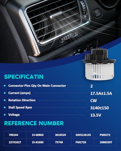 Image of BDELI Front HVAC Blower Motor Fit for 07-13 Chevy Silverado, Sierra 1500 | 07-14 Yukon Tahoe Suburban Avalanche Sierra 2500HD YukonXL1500 Escalade: 700164, PM2728, PM9272, 22741027, 75748