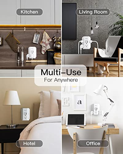 Wall Outlet Extender With Usb Ports Outlet Splitter Surge Protector Usb Wall Charger With 5 Outlet Extender And 3 Usb Ports 1 Usb C Outlet 3-Sided Power Strip Multi Plug Outlets #TOP5