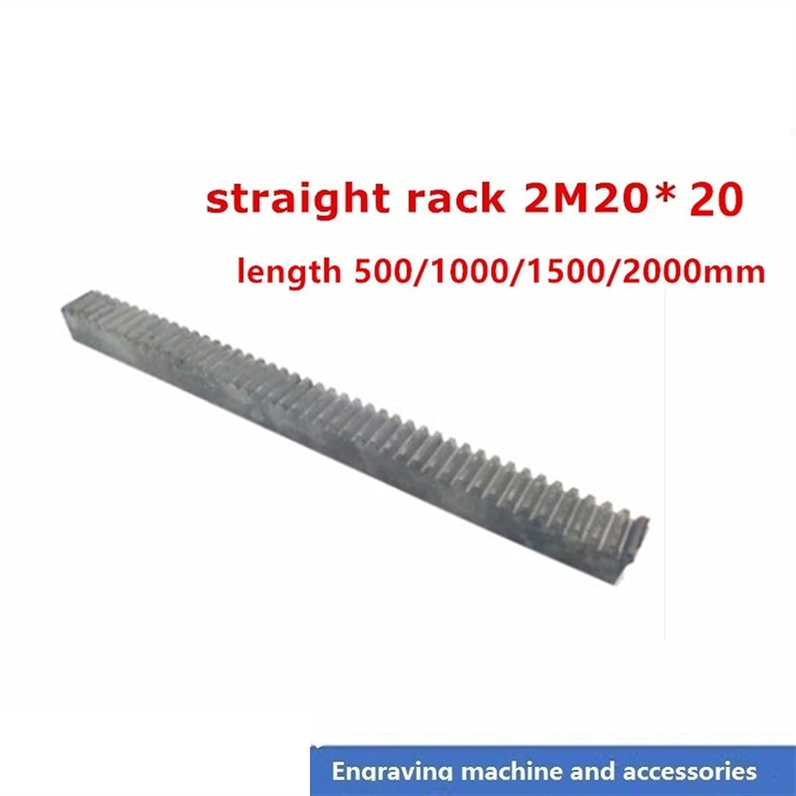 DINGGUANGHE-CUP Durable Mod2 Spur Gear Rack Right Teeth 20x20 Length 500/1000/1500/2000mm 45 Steel CNC Parts Modulus 2 M2 (Color : 1500mm no machined)