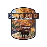 Die Cut Sticker Crawford Notch, New Hampshire, White Mountain National Forest, New Hampshire, Scenic Byway and Moose Vinyl Sticker, (Waterproof Decal for Cars, Water Bottles, Laptops, Coolers), Large