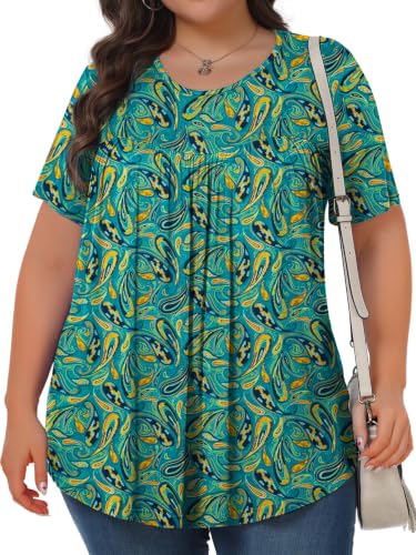 Image of Tencede Womens Plus Size Tops Tunic Short Sleeve Crew Neck Shirts Casual Soft Blouse 1X-5X