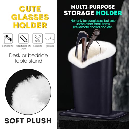 Image of Pack of 2 Plush Lined Eyeglasses Holder Stand Protective Glasses Case For Desks Or Nightstands