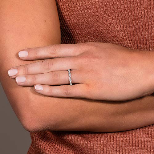 Charles & Colvard 14K White Gold Moissanite Twisted Wedding Band-Size 8, 0.32Cttw Dew #TOP6