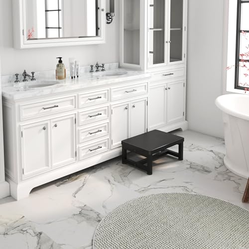 image for STAFOPO Step Stools for Adults Kids, Sturdy Wooden Stepping Stools wit