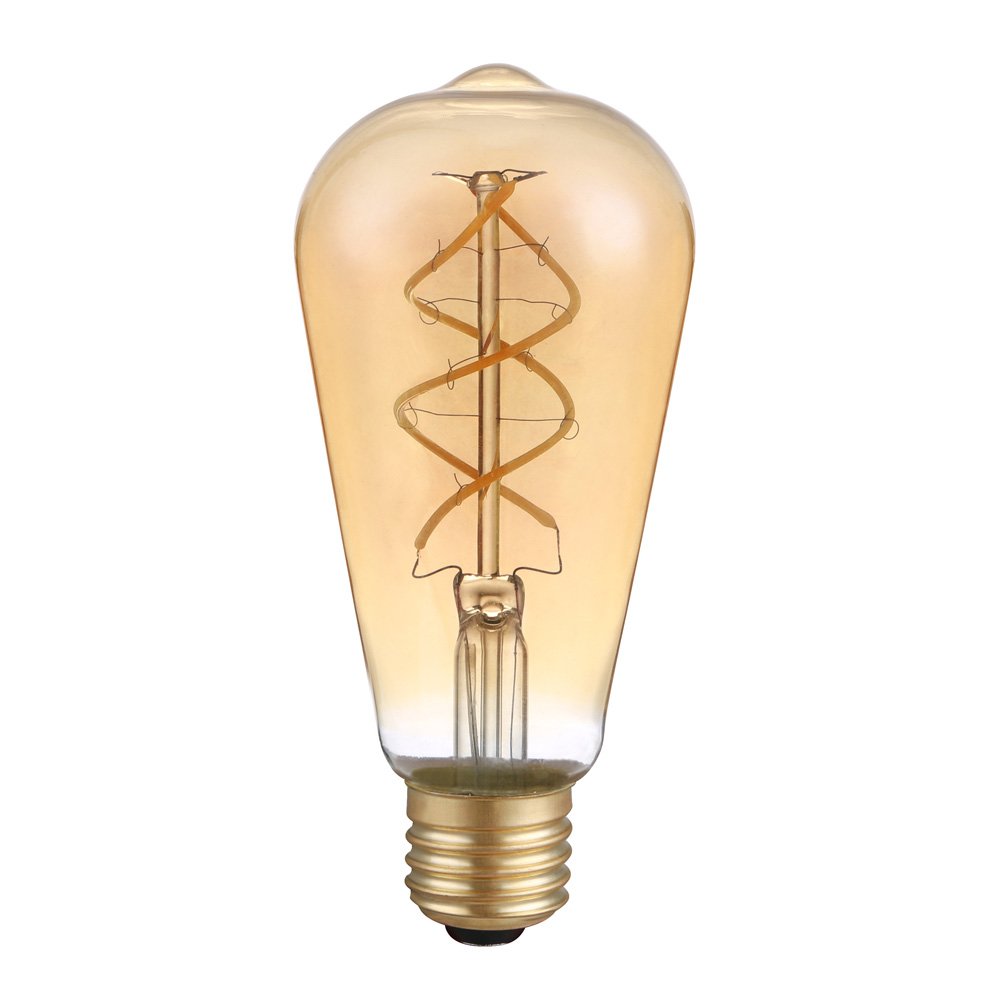 NCC-Licht 10 x LED Spiral Filament Glühbirne E27 Vintage Edison ST64 Rustika 5W Gold extra warmweiß 1800K dimmbar, Ersatz für 25W Glühlampe