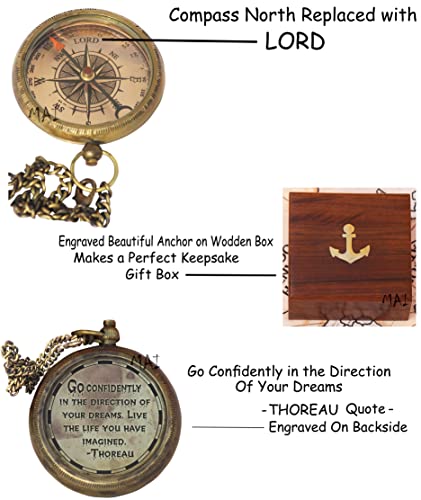 Thoreau's Quote Engraved Go Confidently In The Direction Of Your Dreams! Live The Life You've Imagined With Wooden Box, Graduation Day Gift,Boy Scout Compass, Camping Compass, Boating Compass For Gift #TOP1