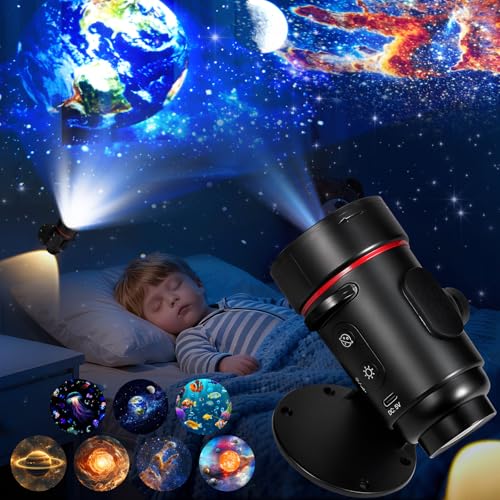 Galaxy Projector, 2-in-1 Planetarium Star Projector with 7 HD Slides Wall Lamp, LED Sconces Night Light Starry Sky Space Solar System Projector Nebula for Kids Bedroom Sleeping Hallway Ceiling Decor