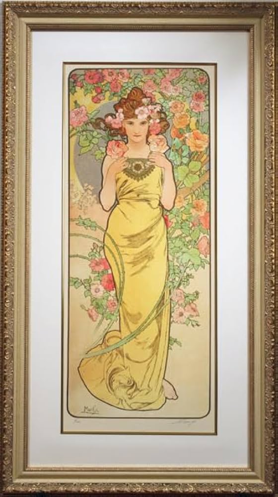 Amazon.co.jp: 新額アルフォンスミュシャ 「バラ」 財団エンボス お