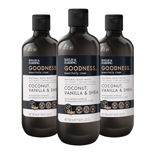 Baylis & Harding Goodness Coconut Vanilla & Shea Body Wash 500 ml (Pack of 3) - Vegan Friendly