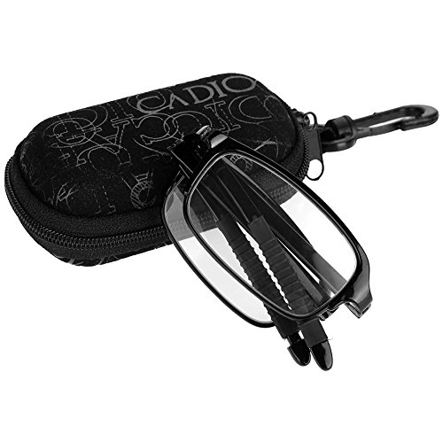 Lunettes de lecture pliables, pince portable nez lecture lunettes de presbytie pliant cas de trousseau, unisexe portable légères pliables ultramince lecture noir Lunettes de presbytie (2.0) Cover