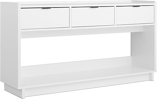 Miniatura 16 de Prepac Rustic Ridge - Mesa consola de 4 puertas con almacenamiento, armario de almacenamiento blanco lavado con puertas y estantes, armario de