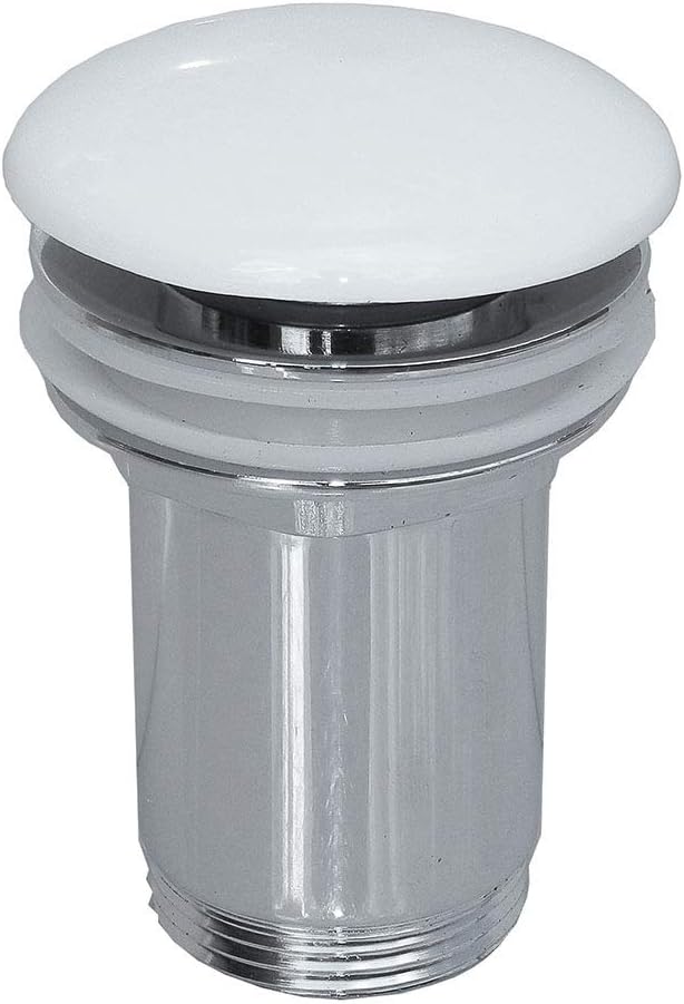 OXEN 171512 Click Sink Clic Clac White Porcelain Valve Universal Fit Most Brass Basins, Polished Chrome, Talla Única