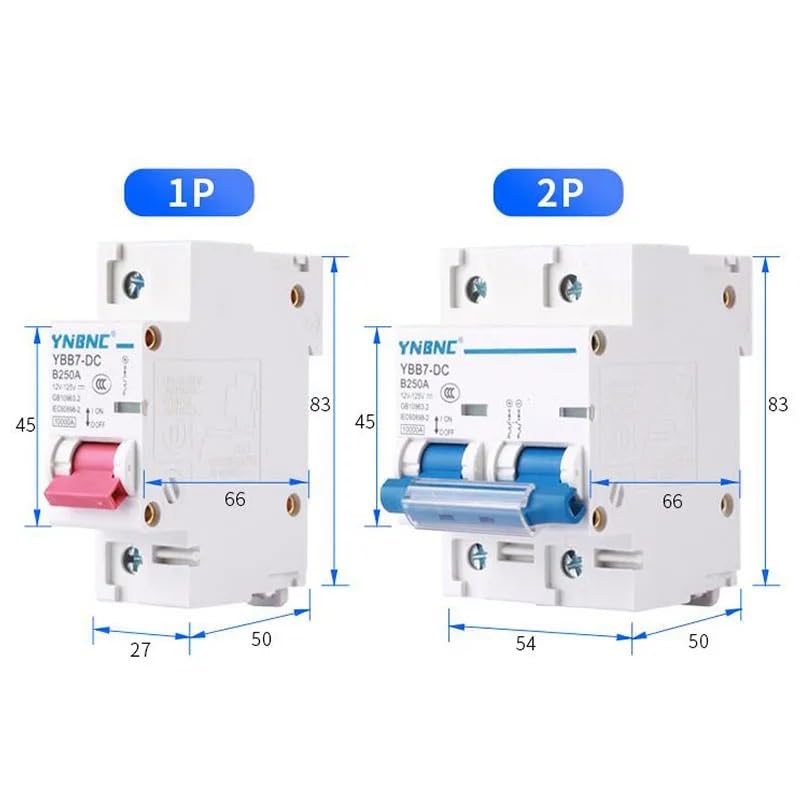Interruptor Diferencial Salvavidas， Disyuntor De CC 1P/2P, Protector Circuito 12-125 V, 250 A, 200, 150, 125, 100, 80, 63(2P,150A)
