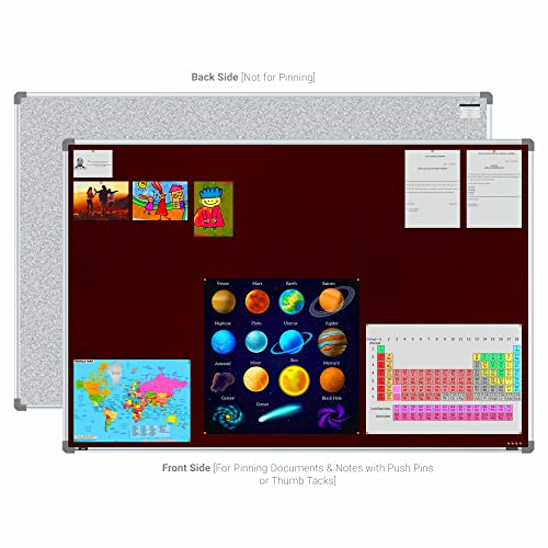 Image of Scholar Art Metis 4x6 Feet Fabric Pin-up Board for Office, Home & School | High Strength Velvet Cloth + High Density Soft Board for Pinning Photos, Sticky Notes & Reminders (Maroon)