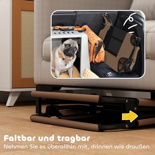 PawHut Hundeliege Outdoor, Erhöhtes Hundebett für kleine und mittelgroße Hunde, klappbar Haustierliege mit Mesh Stahlrahmen Füßen, Haustierbett für Draußen Camping, 75x51x18 cm, Kaffee