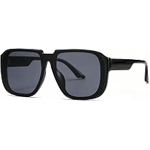 Oversized Square Sunglasses for Men Women 90s Trendy Aviator Sun Glasses Black Square Frame UV400 Protection Shades