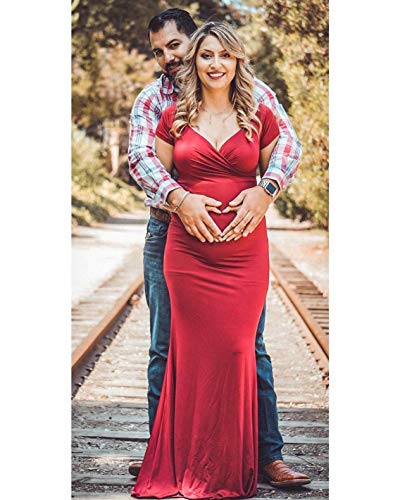 Molliya-Maternity-Long-Dress-Off-Shoulder-Elegant-Fitted-Gown-Stretchy-Maternity-Maxi-Dress