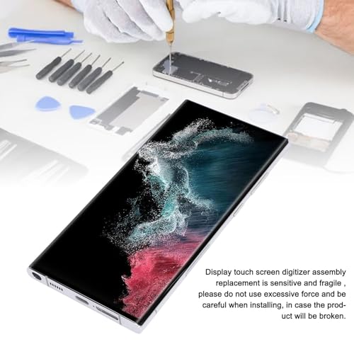 Bloc écran LCD S22 Ultra 5G vitrage tactile et afficheur assemblé sur châssis or - 3
