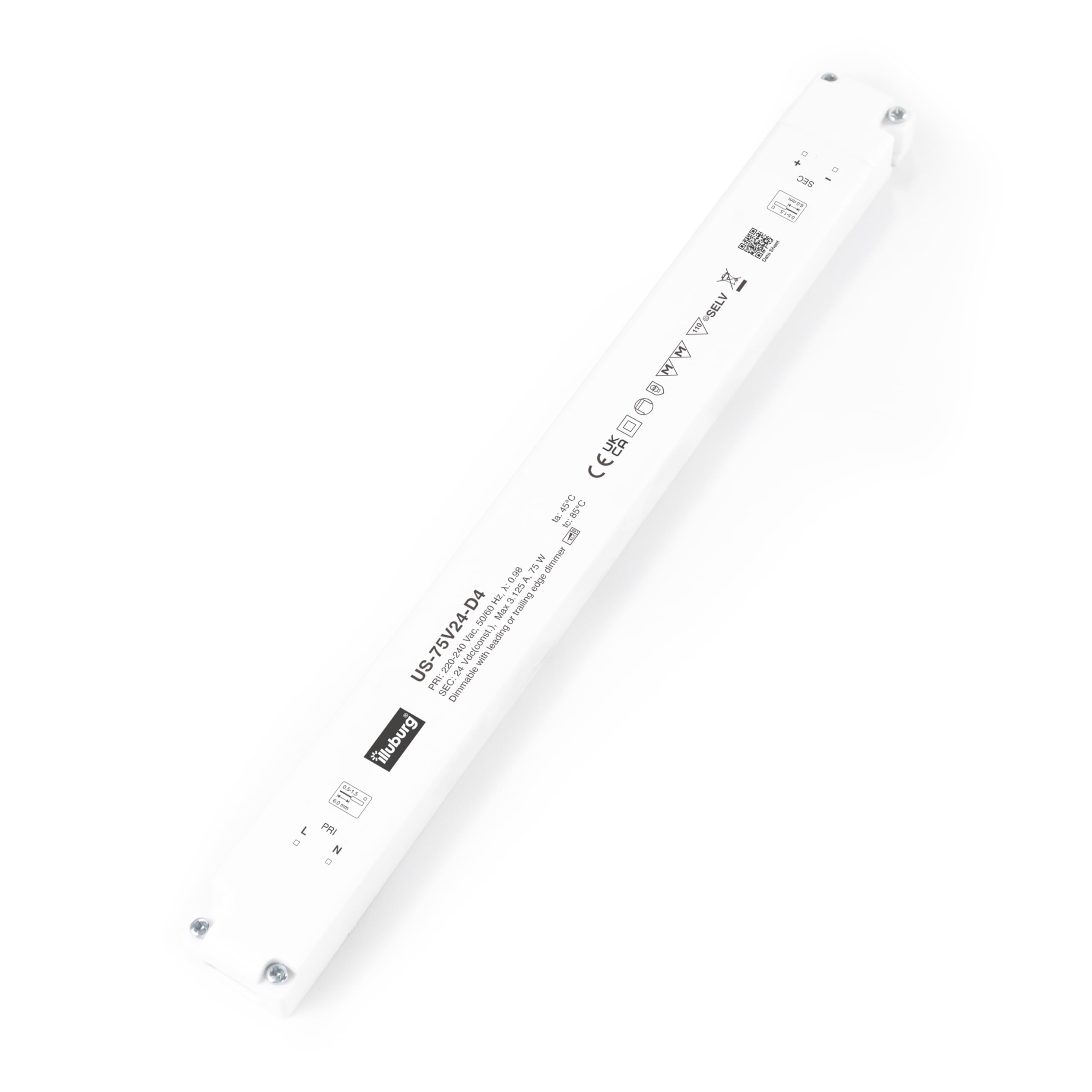 Trasformatore LED 24V 15W - 75W Dimmerabile TRIAC Sottile per LED Strisce Lampadine LED Alimentatore Driver