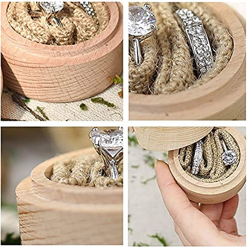 Scatola Portaanello In Legno Di Faggio Naturale - Custodia Per Gioielli, Proposta O Matrimonio - 5,2x4 Cm