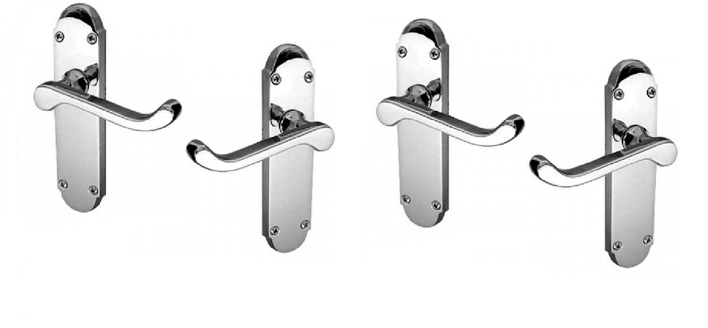 Haven Heritage Door Handle Polished Chrome Epsom Style Victorian Scroll x 2 Pairs