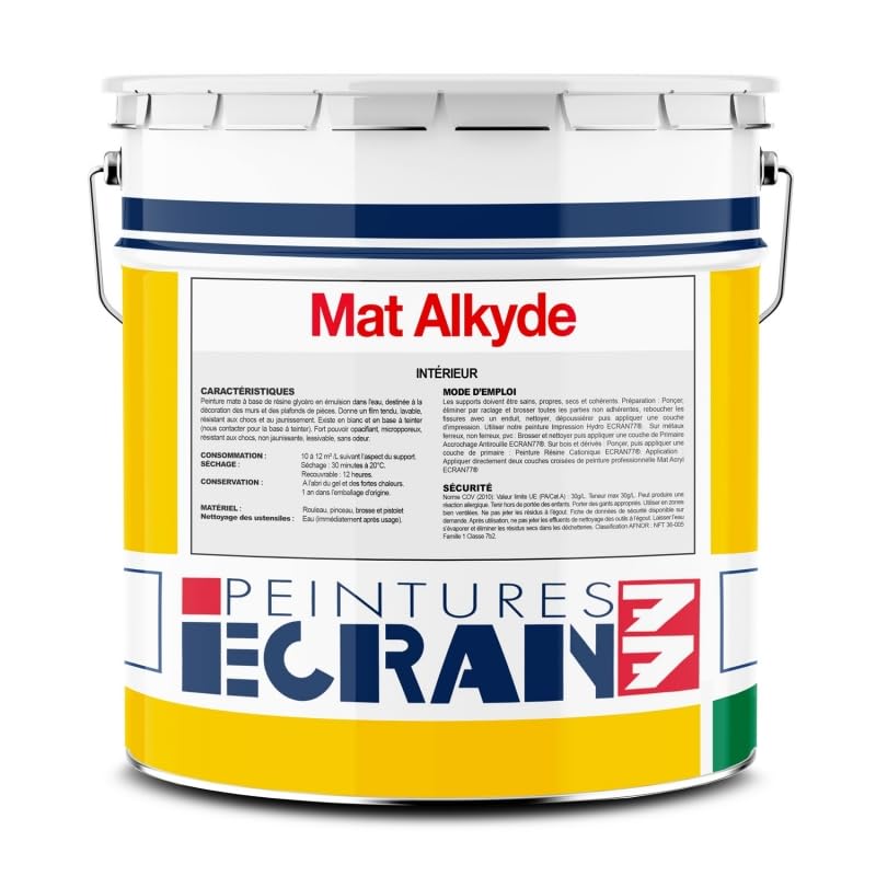 Peinture professionnelle mat, mur et plafond, intérieur, peinture opacifiante, sans odeur Mat...