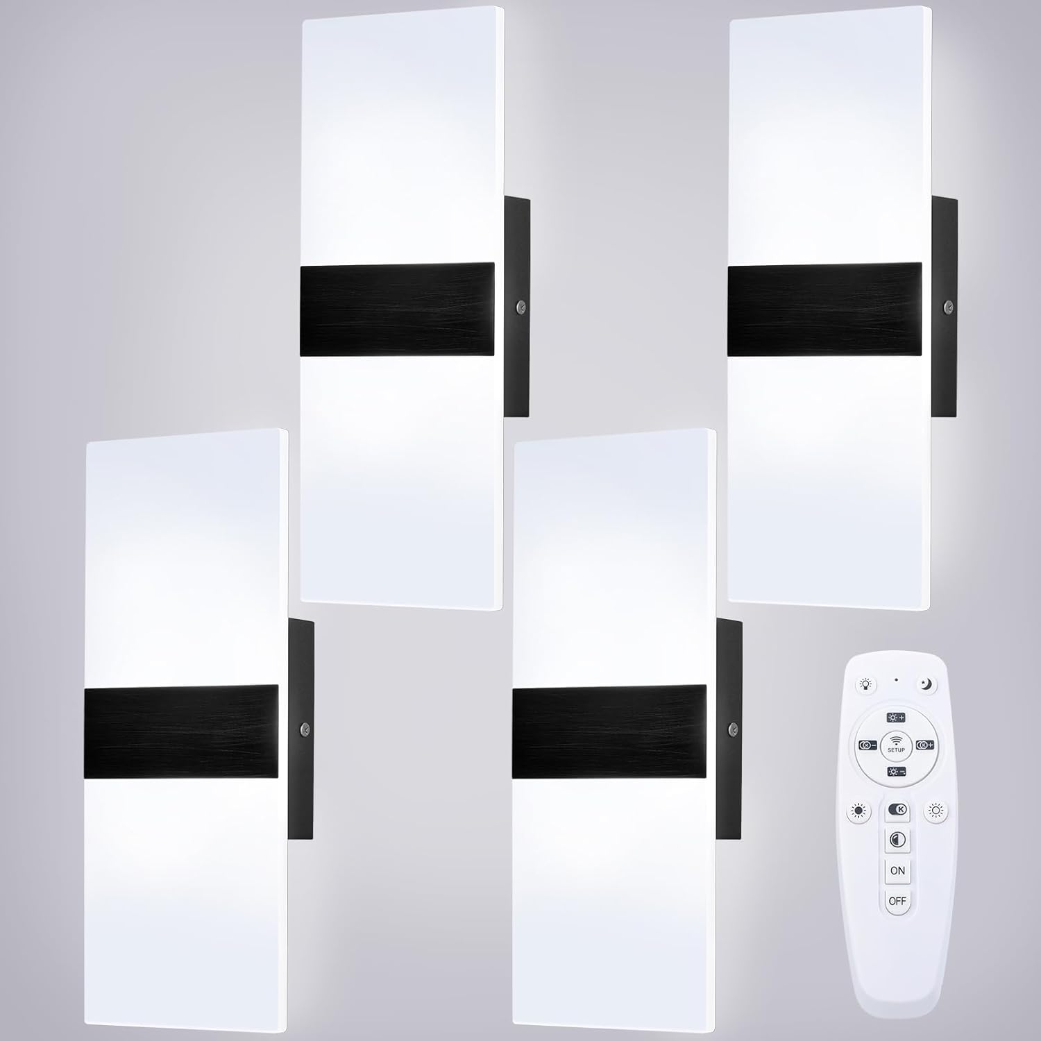 Retisee 4 Packs LED Wall Sconces 12W Acrylic Wall Sconces Modern Dimmable Wall Lighting Hardwired for Hallway Living Room Corridor Bedroom Stairway Indoor Outdoor