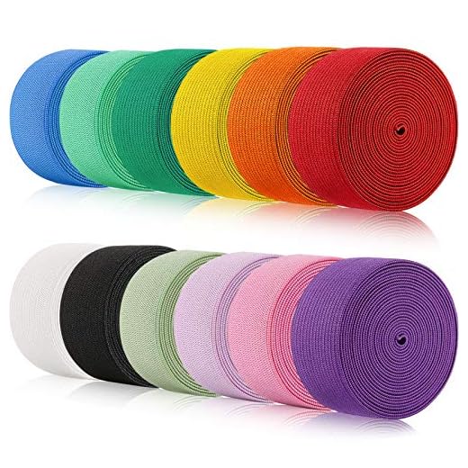12 Rolls Colored Elastic Bands Fold Over Elastic Rope Elastic Cord Heavy Stretch Strap Elasticity Knit Flat Elastic Band for Sewing Crafts DIY, Bedspread, Cuff(Bright Colors,1 Inch x 26 Yard)