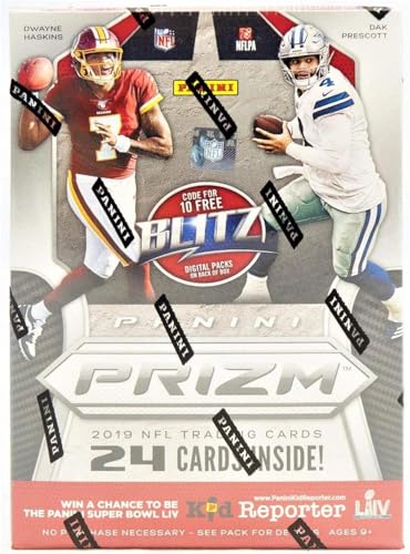 2019 Panini PRIZM Football Unopened Blaster Box of Packs with One Memorabilia Card and 3 Exclusive Lazer Parallels in Each Box Try for Kyler Murray and Nick Bosa Rookie Cards Plus