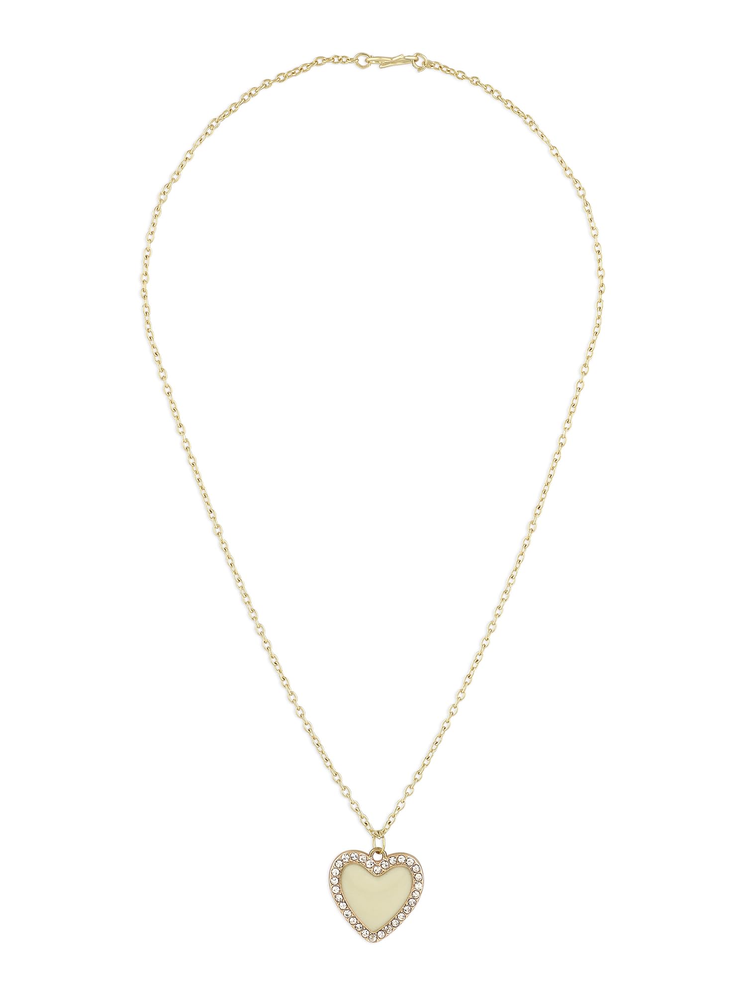 ZAVERI PEARLS Off White Enamelled Austrian Diamonds Embellished Heart Shape Contemporary Pendant & Chain For Women-ZPFK16794 (B0CL2DH5NL) Amazon Price History, Amazon Price Tracker