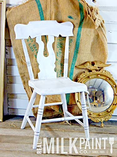 Real Milk Paint, Wood Paint For Furniture, Matte Paint For Cabinets, Walls, Brick, And Stone, Water Based Organic, No Voc, Soft White, 1 Quart #TOP3