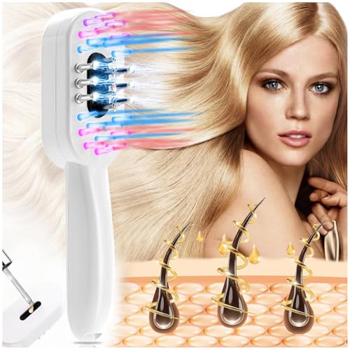 Cepillo de Masaje para Cuero Cabelludo, 3 Modos Aplicadora de Aceite para el Cabello con Luz Azul Roja, Microcorriente EMS y Ondas de Luz de 655 nm para Cuidado Del Cuero Cabelludo