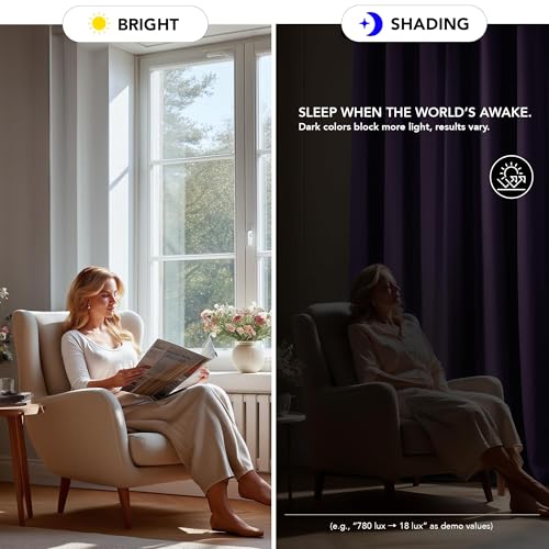 Image of Deconovo Purple Blackout Curtains 52x63 Inch, Soundproof Curtains, Thermal Window Drapes for Bedroom (Puprle Grape, 52Wx63L Inch|2 Panels, Set of 2)