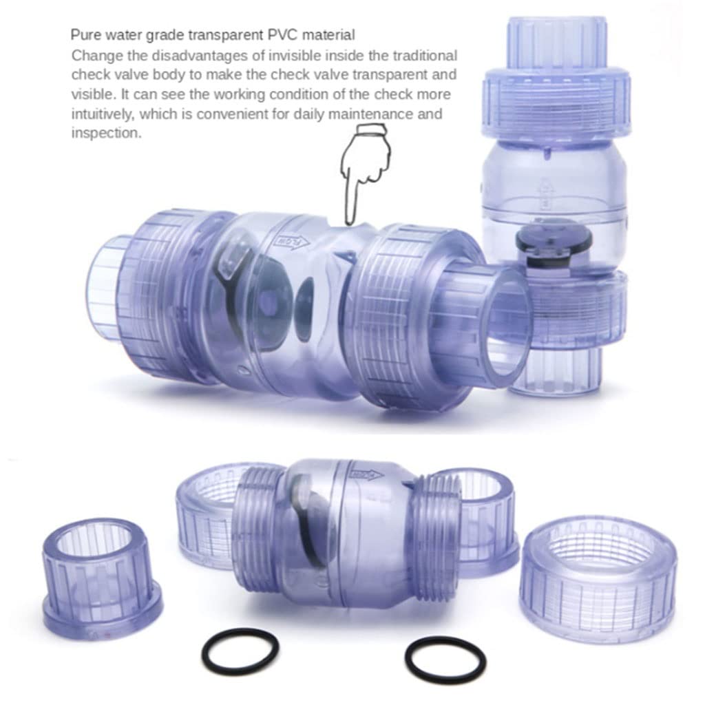 Válvula De Retención Transparente, Conector De Agua De Conexión De Tubería De Válvula De Retención Unidireccional De PVC De 25mm 32mm Para Acuario De Riego De Jardín ( Color : White , Size : 32mm )