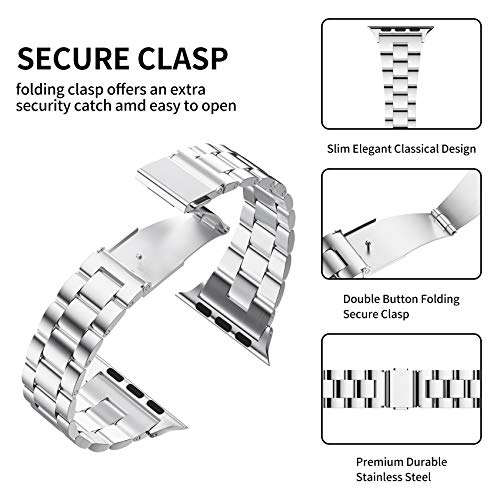 Fitlink Slim Stainless Steel Metal Band For Apple Watch 38/40/41/42/44/45/49Mm, Apple Watch Band For Apple Watch Series Ultra Apple Watch Series 8 7 6 5 4 3 Se #TOP2