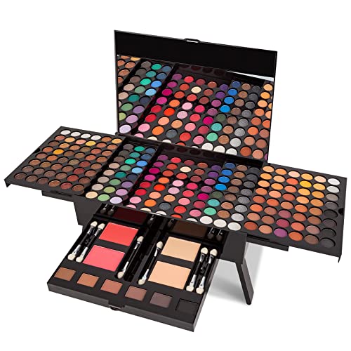 All in One Makeup Kit for Women Full Kit - 194 Ultimate Color Combination Makeup Set Palette - 184 Eyeshadow,6 Eyebrow,2 Blusher,2 Powder, 6 Applicators,1 Mirror, Make Up Gift Kit for Women Teen Girl