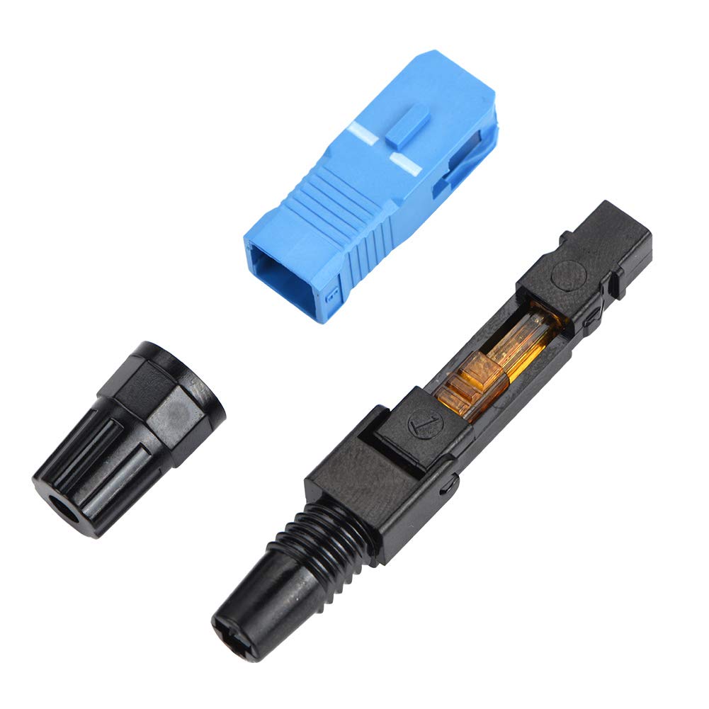Jeanoko Connecteur Rapide de Fibre Optique SC Monomode, Connecteur de Fibre SC 100 Pièces pour Installation FTTH