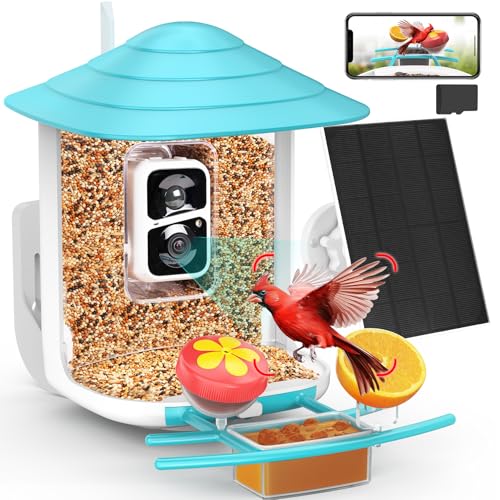 birdsnap® TUC Smart Bird Feeder with Camera 2K HD, Solar Panel 32GB Card 4-in-1 Perch, 160°View Auto Detect & Notify AI Identify Video Bird Camera Wireless Outdoors Ideal Gift for Birds Lover