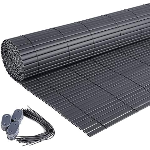 Laneetal PVC Fence Panels Garden Privacy Screen, Garden Fence Screening Privacy Protection, UV-Resistant Weatherproof Screening Roll, Reinforced Privacy for Balcony, Garden, Terrace, Grey, 120 x 400cm Cover