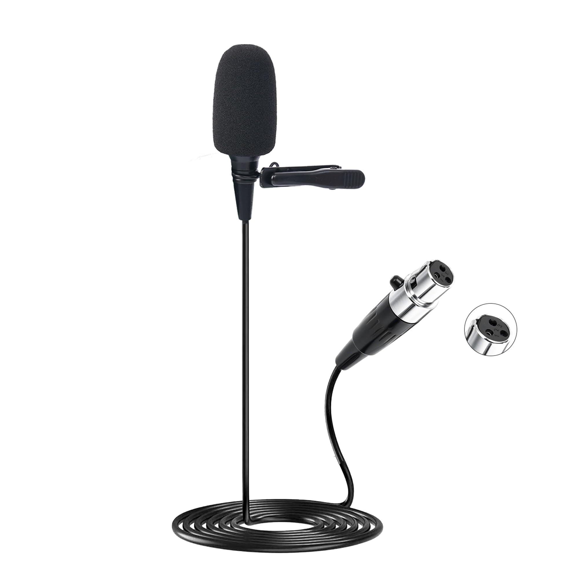 Lavalier-Mikrofon, Nieren-Kondensator Ansteckmikrofon kompatibel mit AKG/Samson Wireless Systemen, Mini 3 Pin XLR Stecker, ideal für Vorträge, Theater und Schauspieler